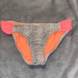 Snake skin print and salmon colored bikini bottom